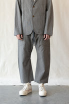 ts(s) - Seersucker Cloth Loose Fit Cropped Pants - Gray - Canoe Club