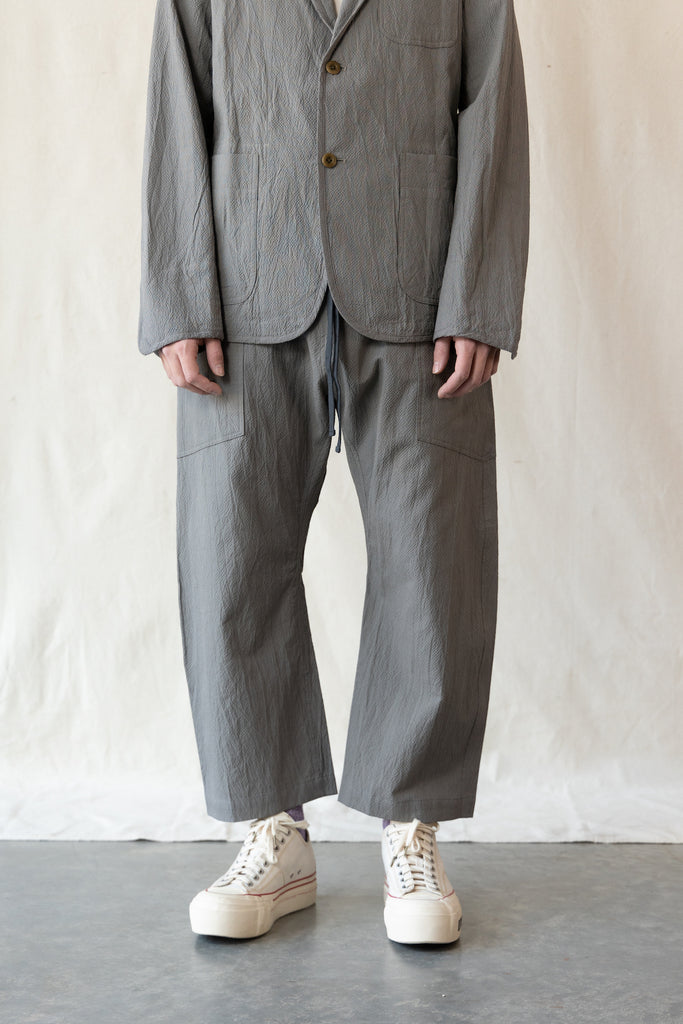 ts(s) - Seersucker Cloth Loose Fit Cropped Pants - Gray - Canoe Club