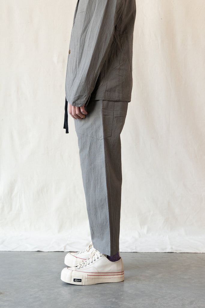 ts(s) - Seersucker Cloth Loose Fit Cropped Pants - Gray - Canoe Club