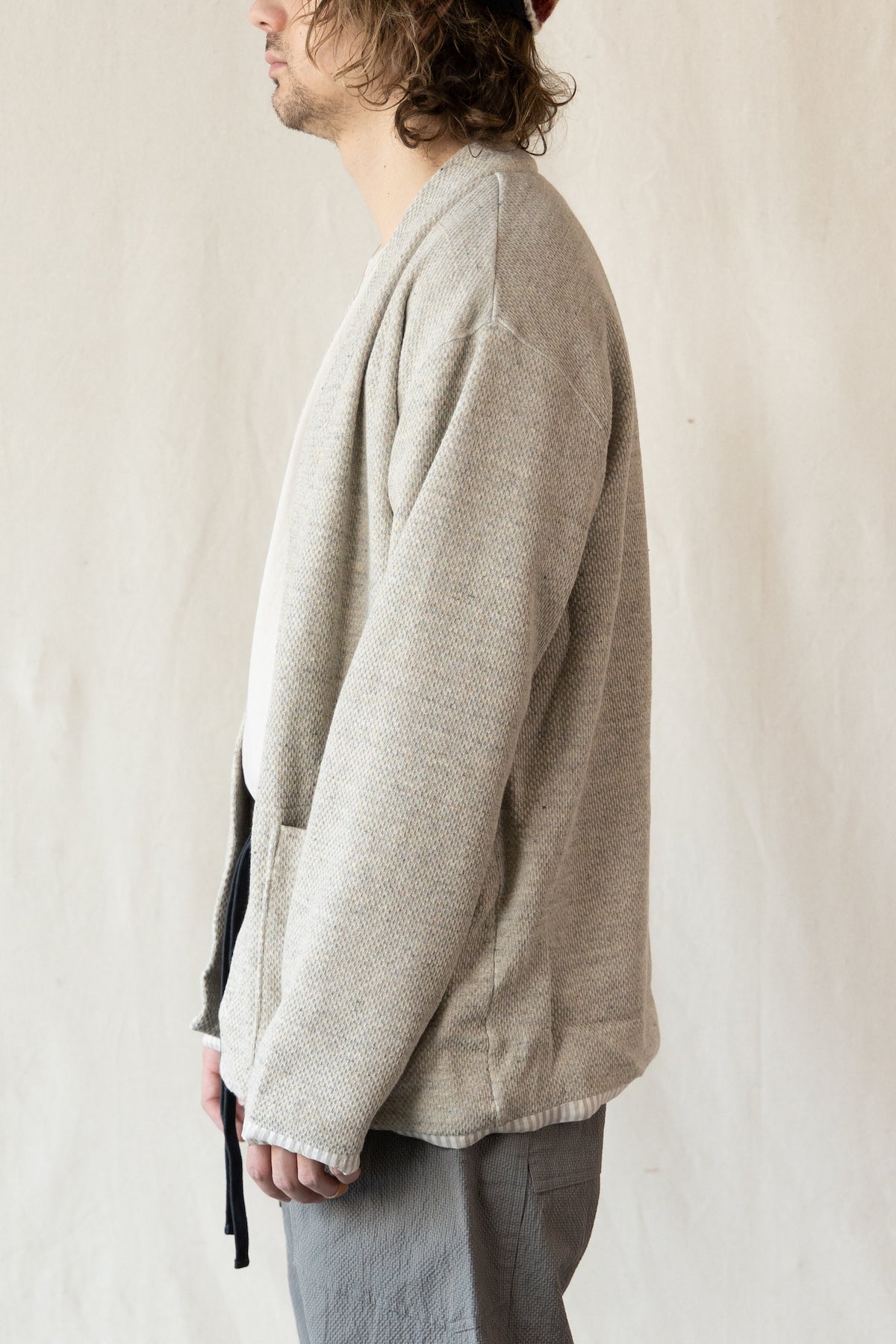 ts(s) - Honeycomb Jersey Lined Easy Cardigan - Beige - Canoe Club