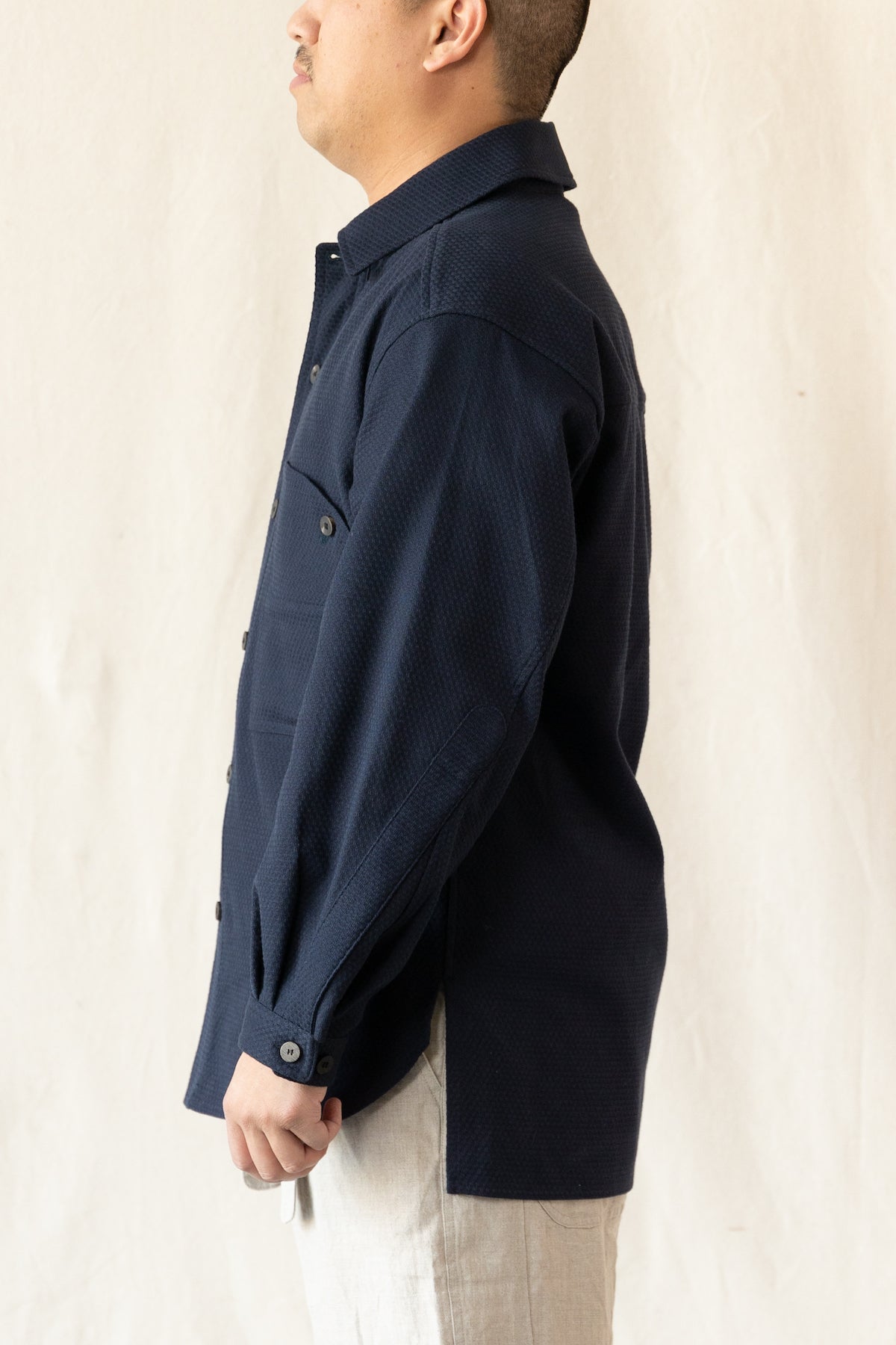 Document - Jacquard Cotton Shirt - Navy - Canoe Club