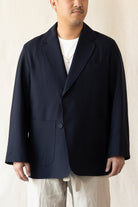 Document - Hopsack Oversized Blazer - Navy - Canoe Club