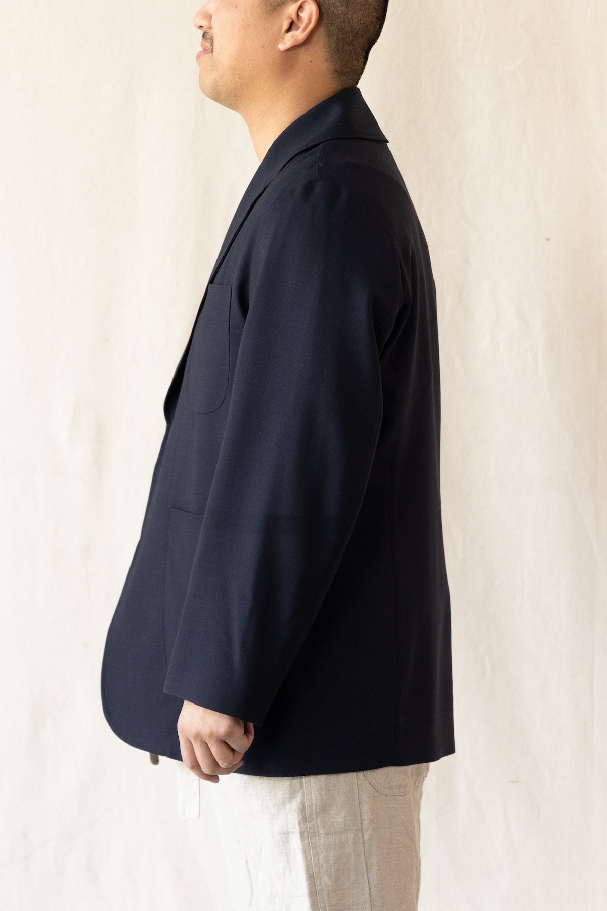 Document - Hopsack Oversized Blazer - Navy - Canoe Club