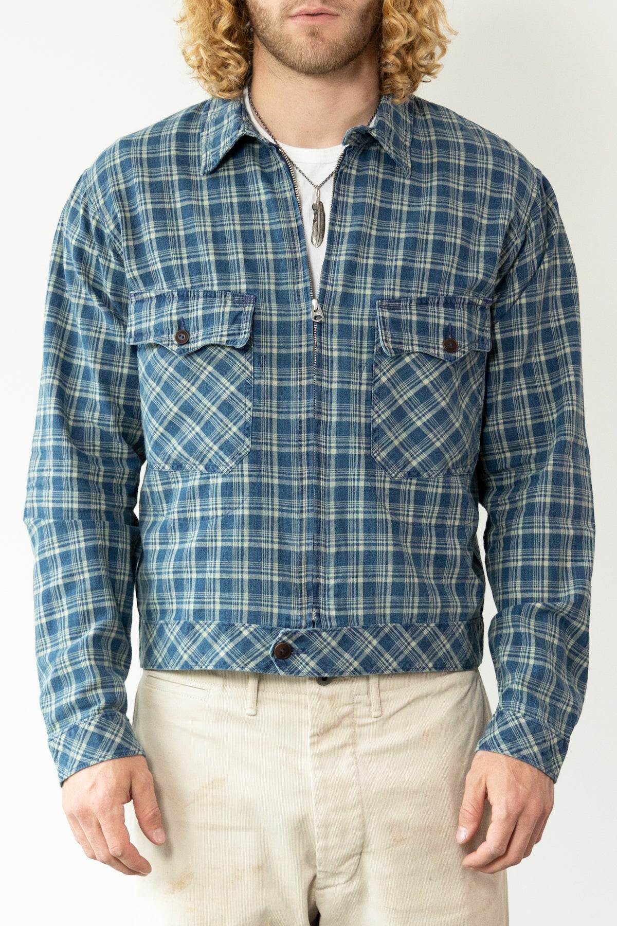 RRL - Indigo Checked Linen-Cotton Jacket - Indigo Multi - Canoe Club