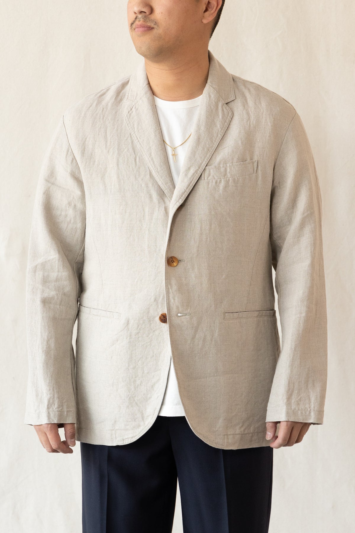 Document - Irish Linen Relaxed Jacket - Beige - Canoe Club