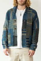 RRL - Indigo Patchwork Linen-Blend Cardigan - Indigo Multi - Canoe Club
