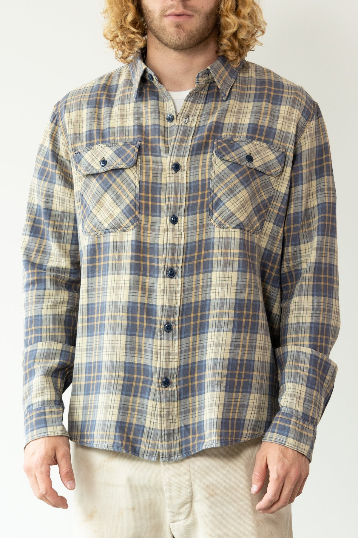 RRL - Plaid Twill Workshirt - Faded Blue/Yellow - Canoe Club