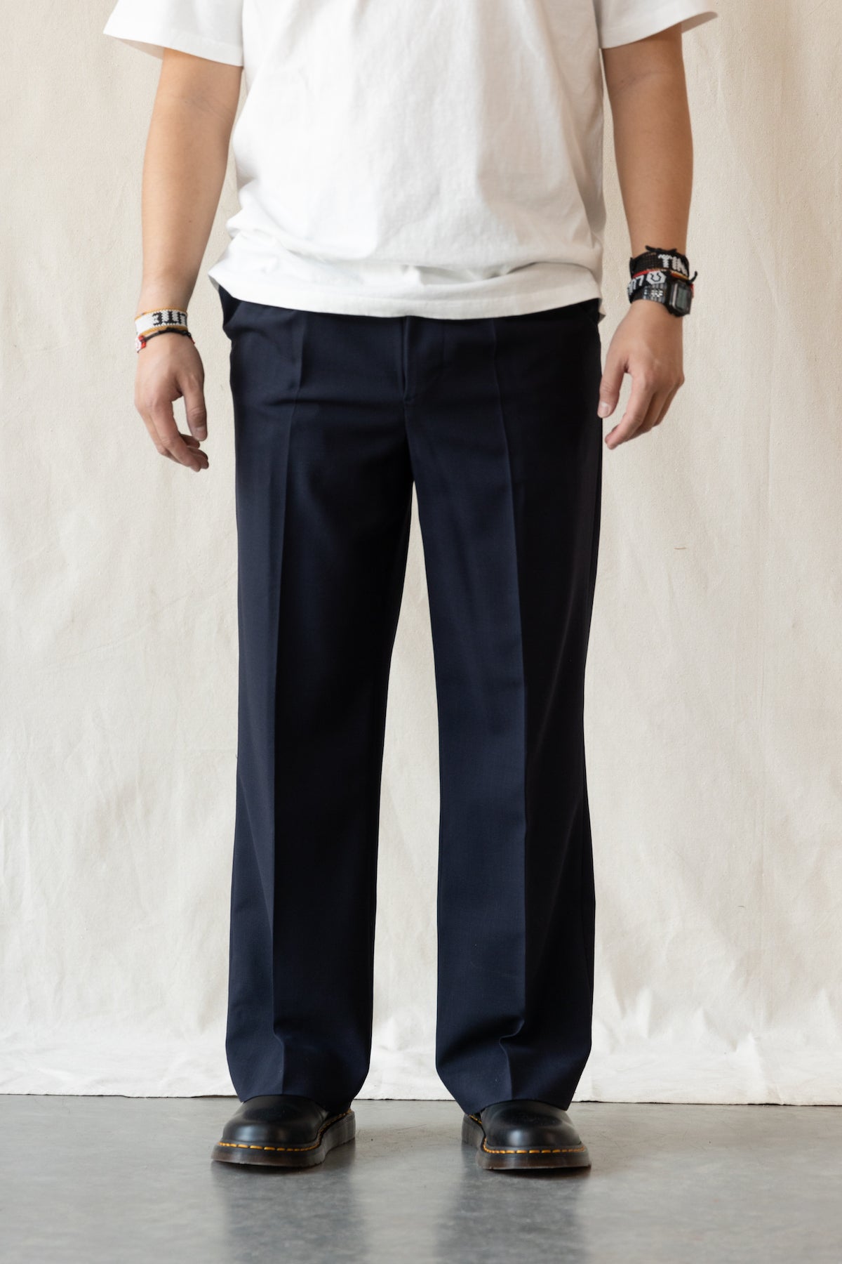 Document - Hopsack Wide & Easy Trousers - Navy - Canoe Club
