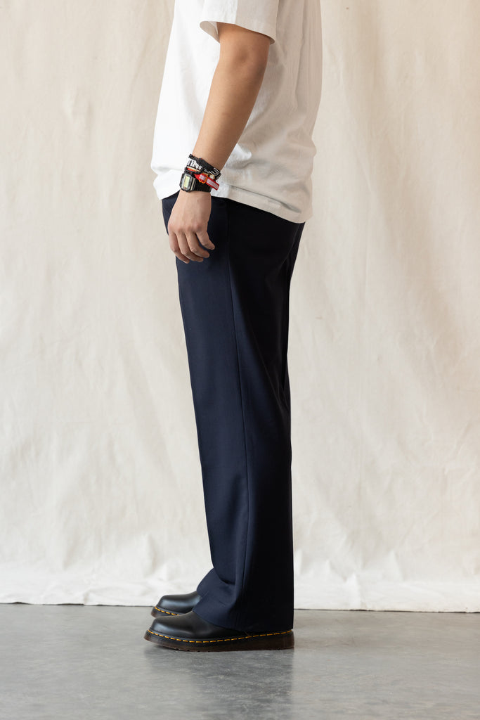 Document - Hopsack Wide & Easy Trousers - Navy - Canoe Club