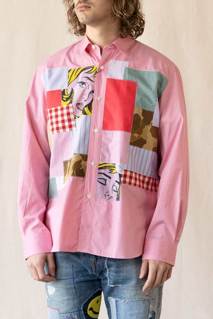 Junya Watanabe - Roy Lichtenstein Cotton Patchwork Shirt - Pink/White - Canoe Club