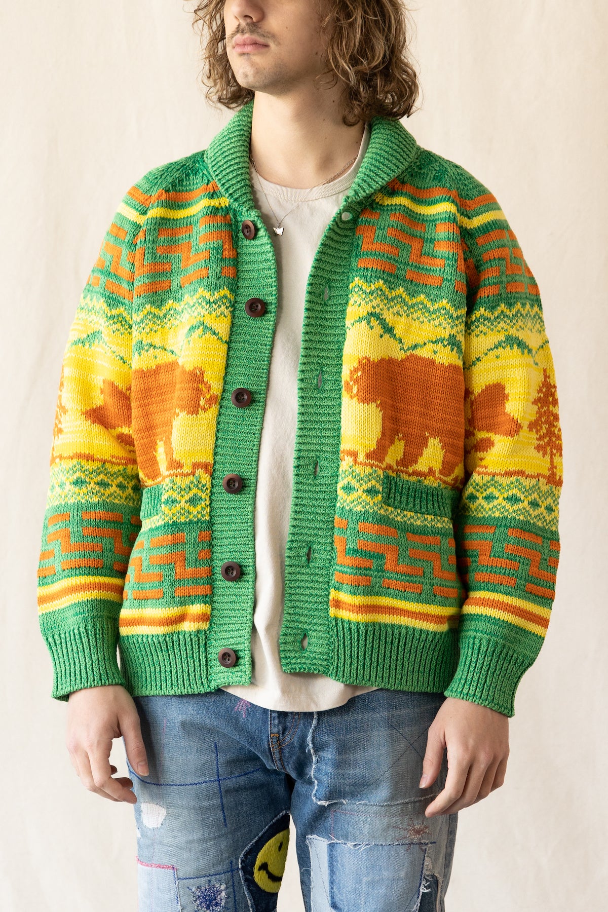 Junya Watanabe - Tribal Knit Sweater - Green/Yellow - Canoe Club