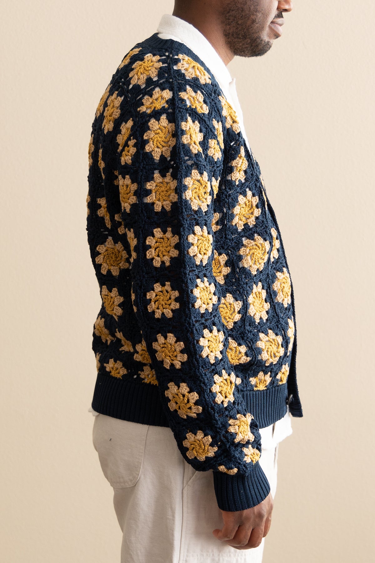 Corridor - Hand Crochet Pima Cardigan - Navy - Canoe Club