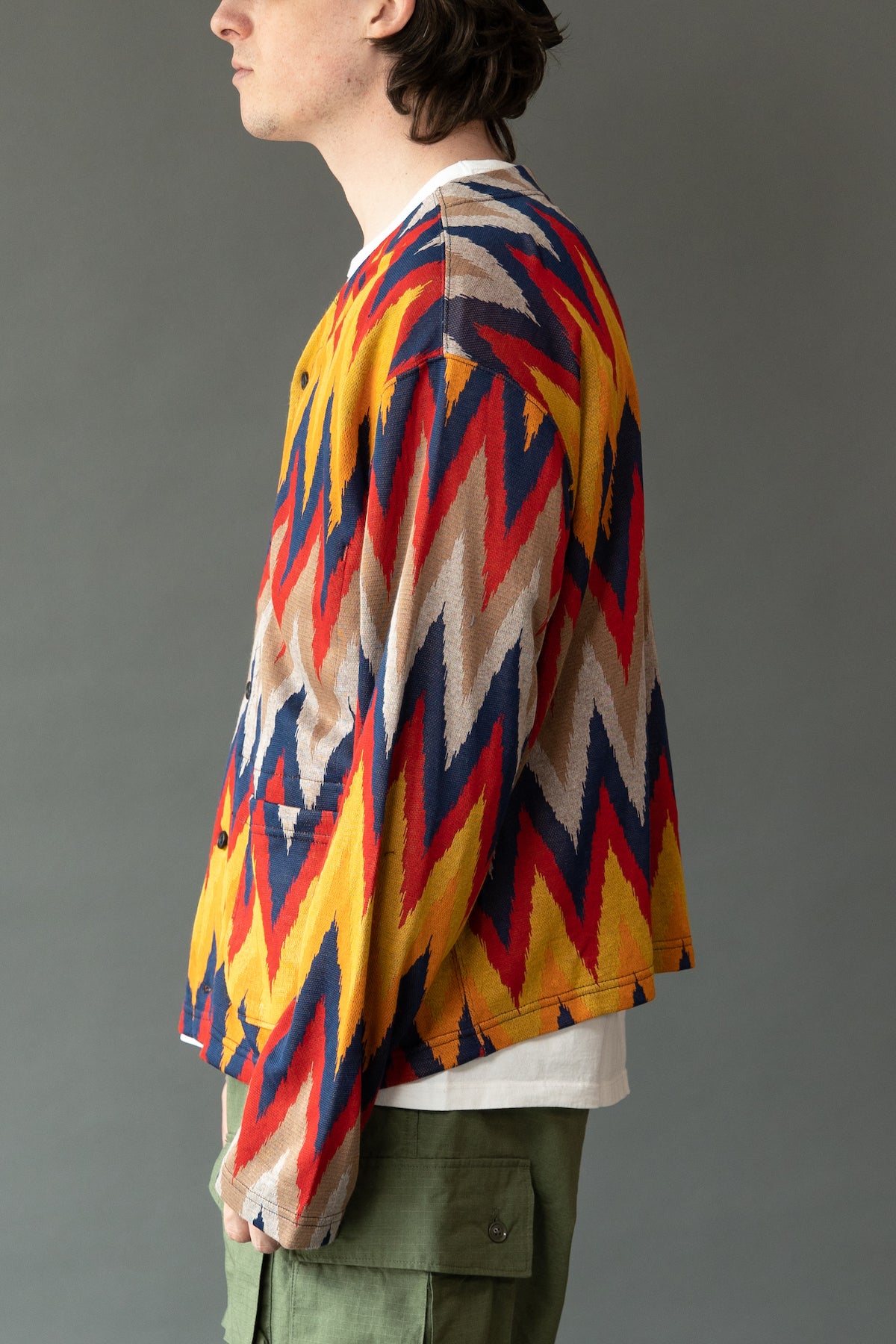 Engineered Garments - Knit Cardigan - Red/Navy Ikat Knit - Canoe Club