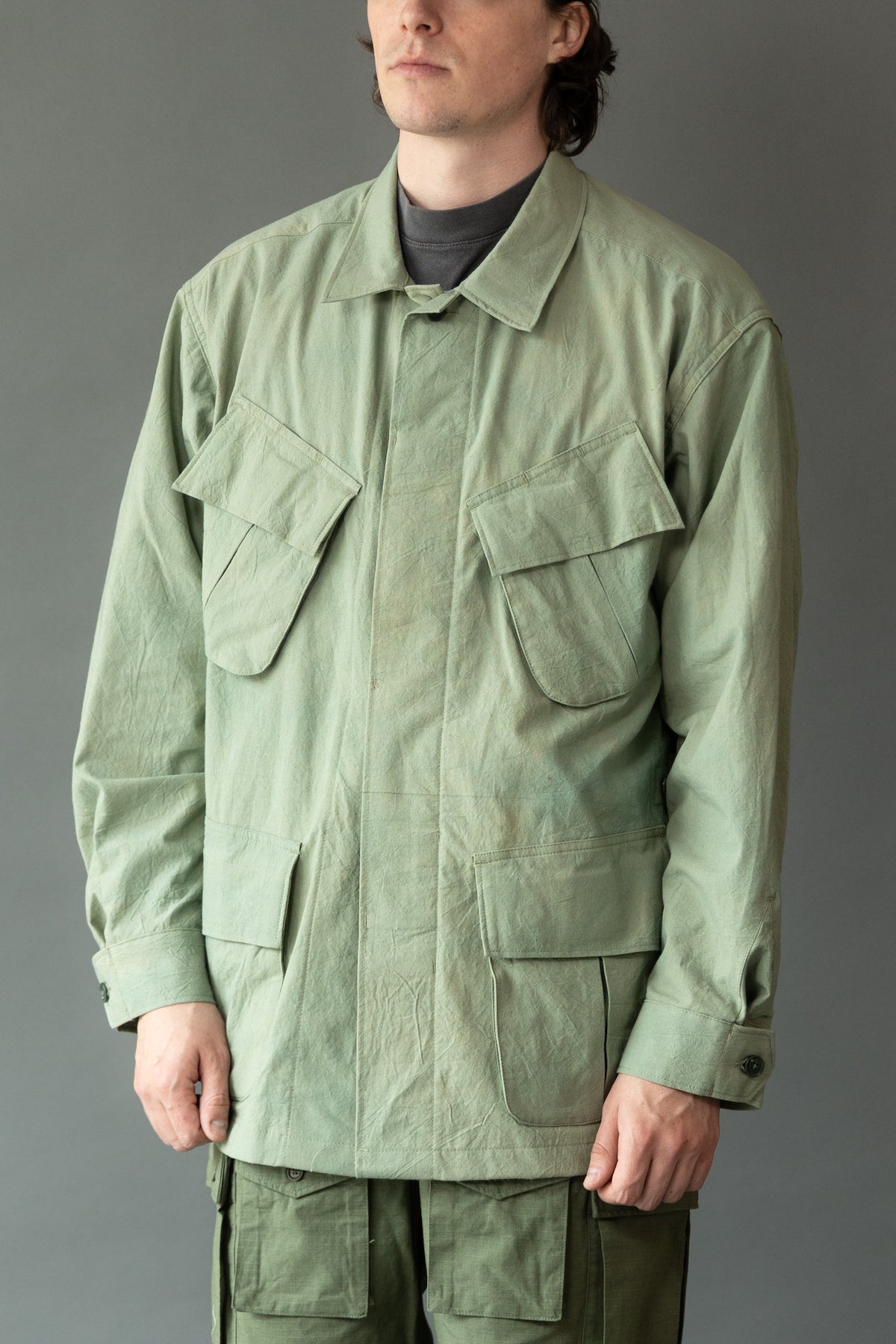 Engineered Garments Jungle Fatigue Jacket   Green Cotton Sheeting