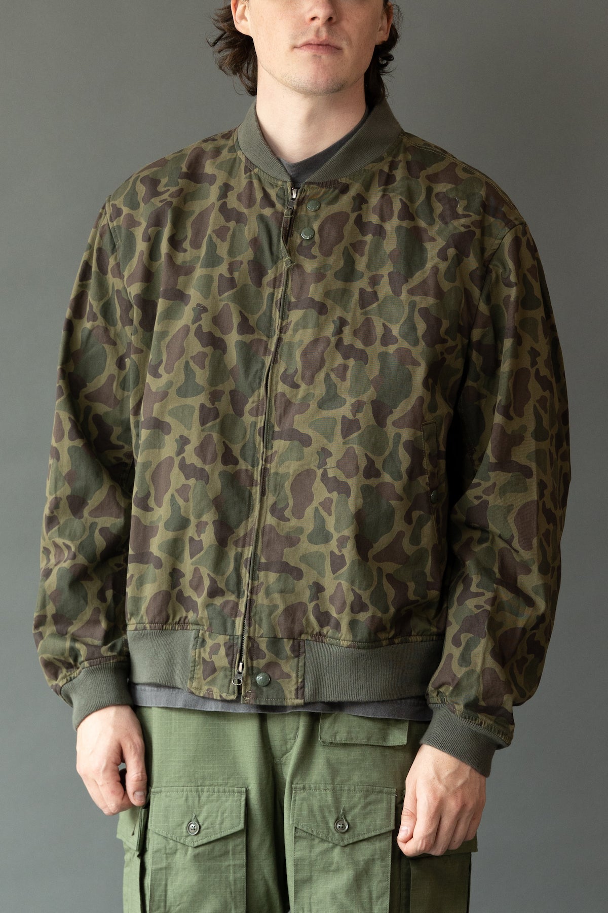 Engineered Garments - Aviator Jacket - Olive Camo 6.5oz Flat Twill - Canoe Club