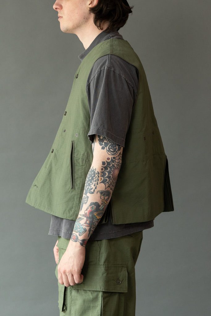 Engineered Garments - Liner Vest - Olive Cotton Ripstop - Canoe Club