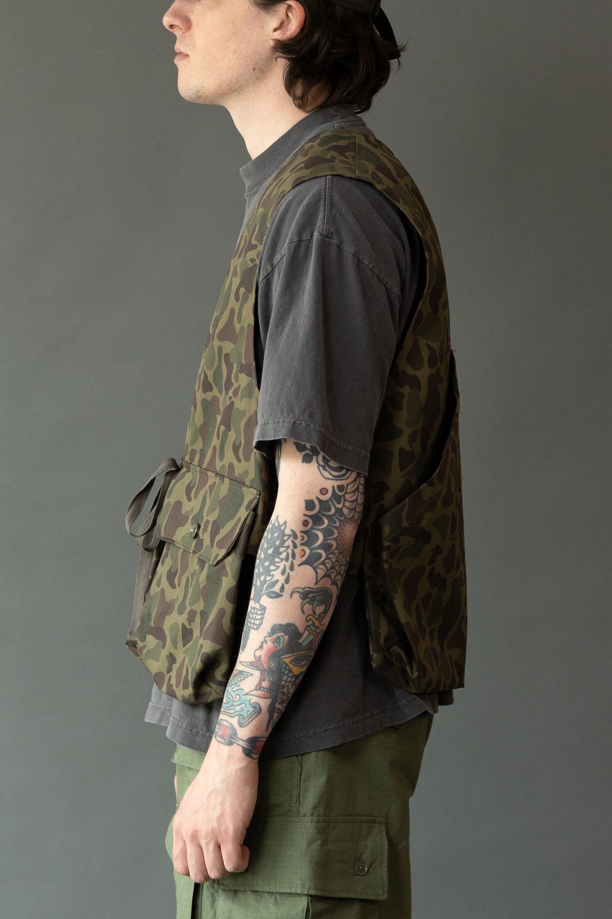 Engineered Garments - Fowl Vest - Olive Camo 6.5oz Flat Twill - Canoe Club