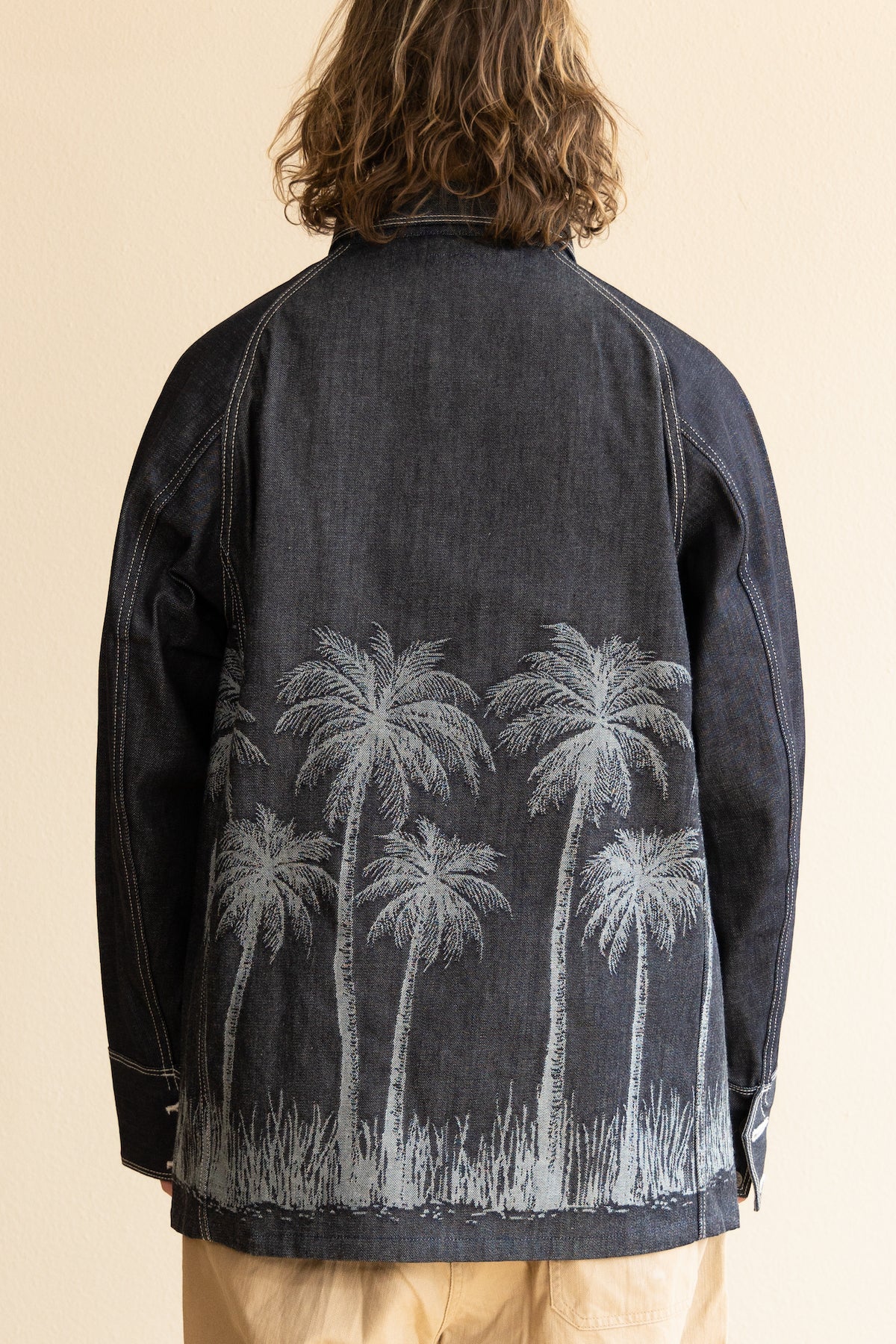 Kapital | H.Lorenzo|Palm Tree Jacquard Denim Jacket (K2203LJ039-INDIGO), 3 / Indigo
