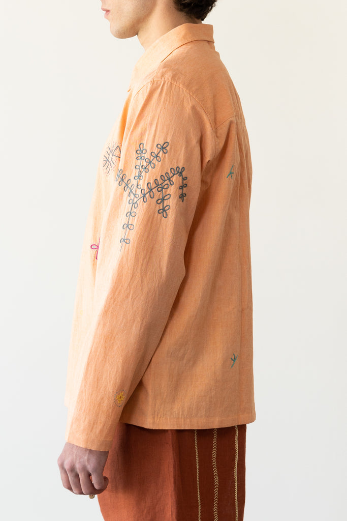 Harago - Kutch Embroidered Shirt - Peach - Canoe Club