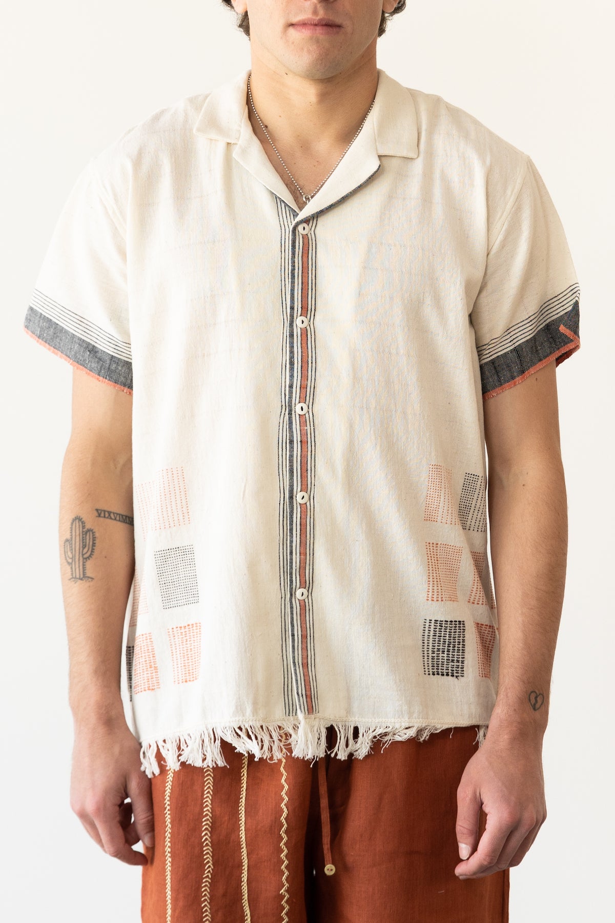 Harago - Jamdani Scarf Shirt - Off White - Canoe Club