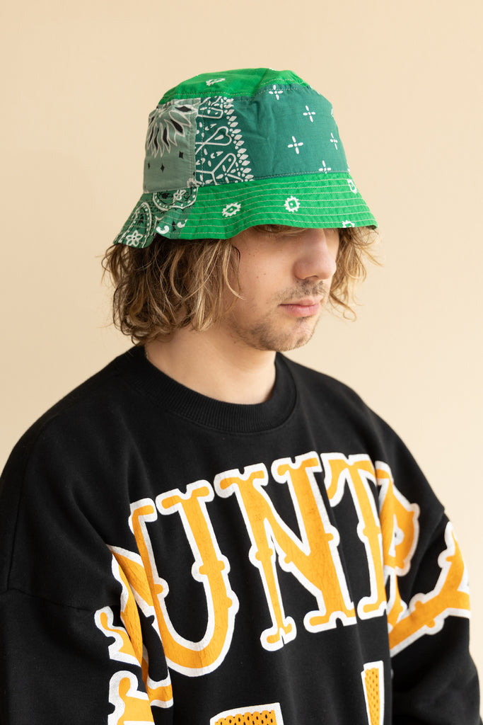 Kapital - Bandana Patchwork BUCKET Hat (Short Brim) - Green - Canoe Club