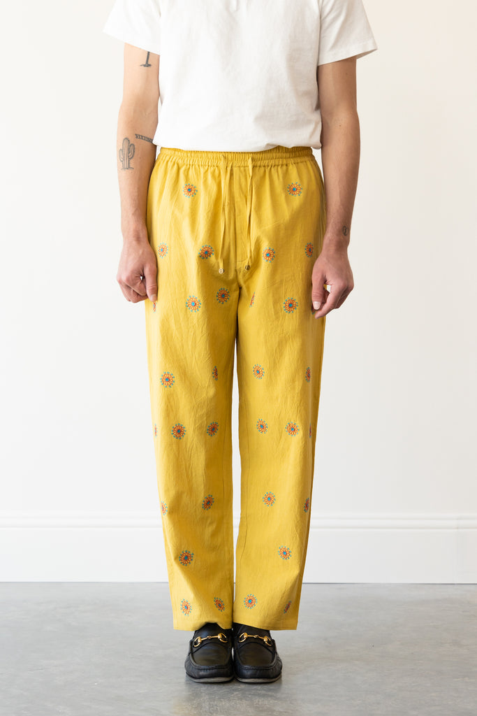 Harago - Amber Embroidered Pants - Yellow - Canoe Club