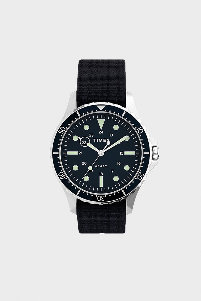 Timex - Navi XL Fabric Slip-Thru Strap Watch - Stainless/Navy - Canoe Club