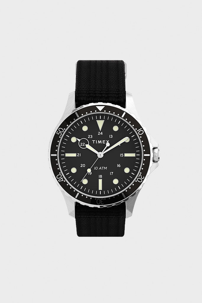 Timex - Navi XL Fabric Slip-Thru Strap Watch - Stainless/Black - Canoe Club
