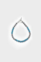 Mikia - Hematite and Turquoise Roundel Stone Bracelet - Silk/Sterling - Canoe Club
