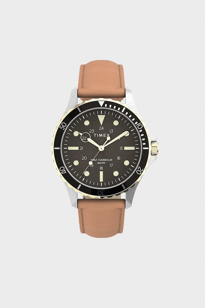 Timex - Navi XL Leather Strap Watch - Stainless/Tan/Black - Canoe Club