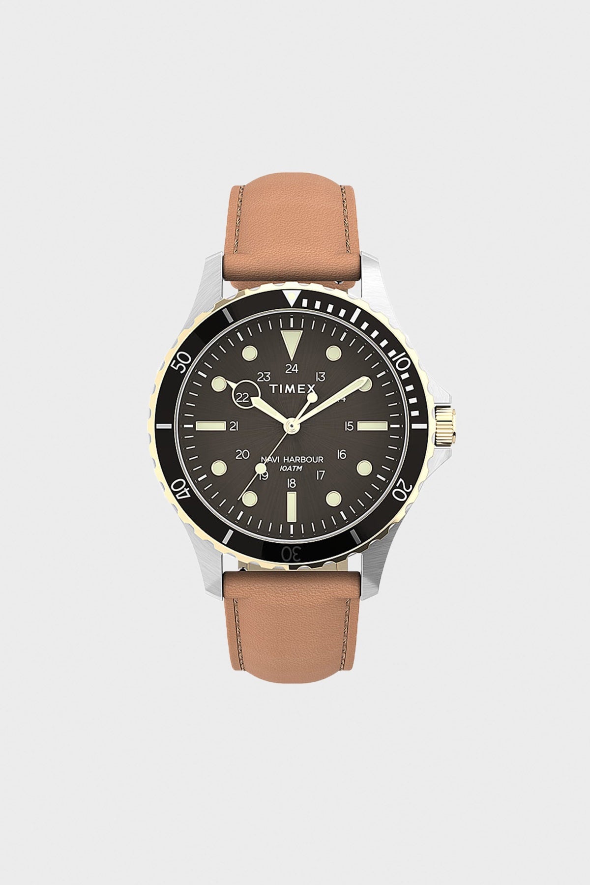 Timex Navi XL Leather Strap Watch | Stainless/Tan/Black | Canoe Club