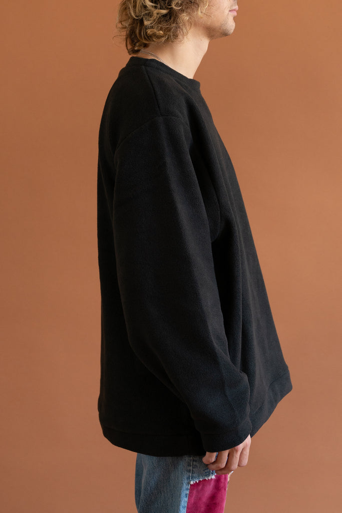 Kapital - Reverse Fleece BIG SWT - Black - Canoe Club