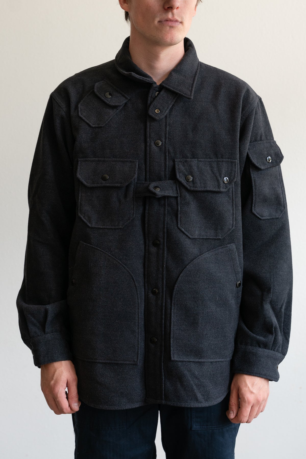 Explorer Shirt Jacket - Charcoal Polyester Fake Melton