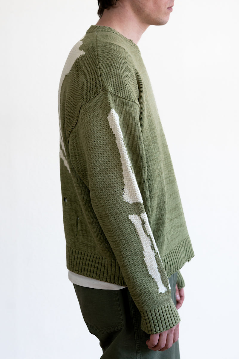 Kapital - 5G Cotton Knit BONE Crew Sweater - Khaki - Canoe Club