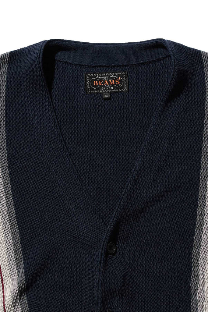 Beams Plus - Cardigan Stripe Jacquard - Navy - Canoe Club