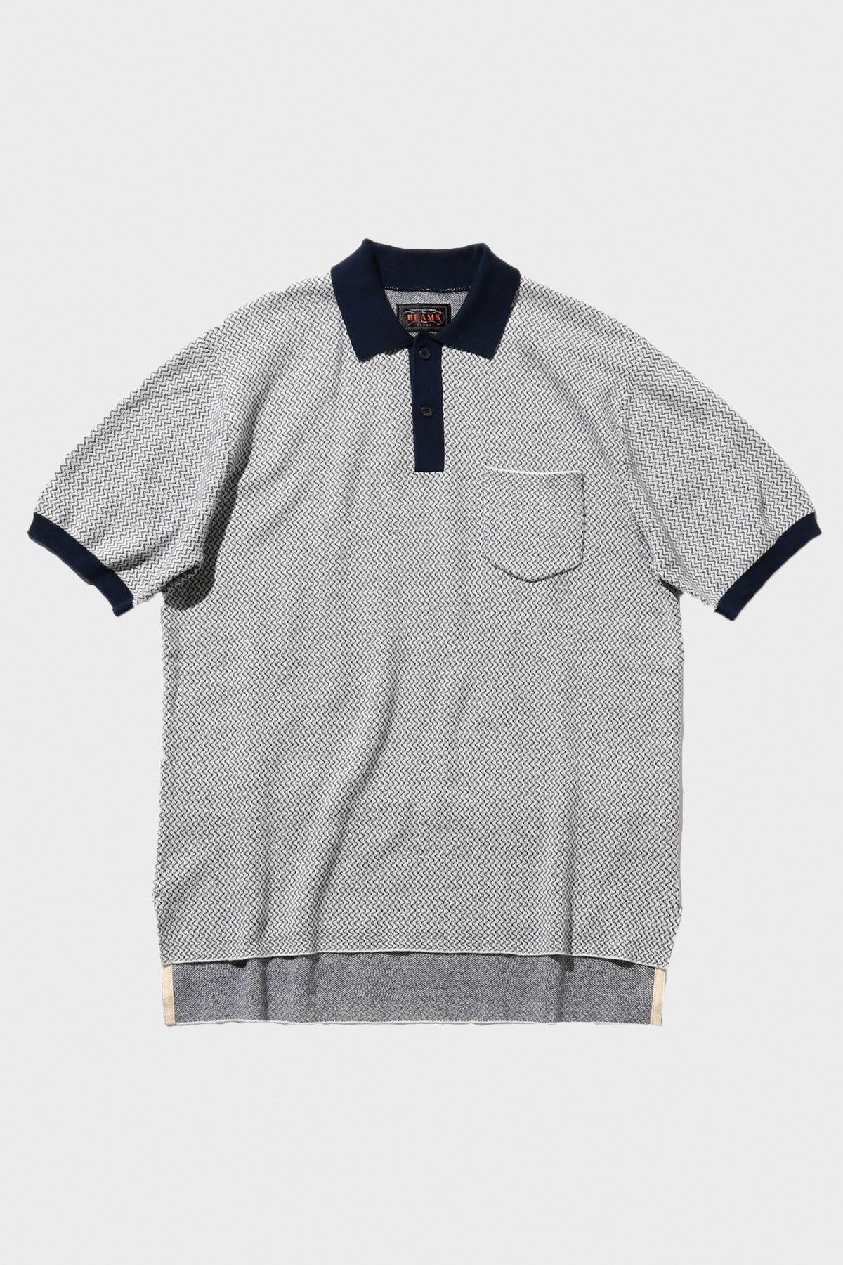 Knit Polo 2Tone Jacquard - Navy