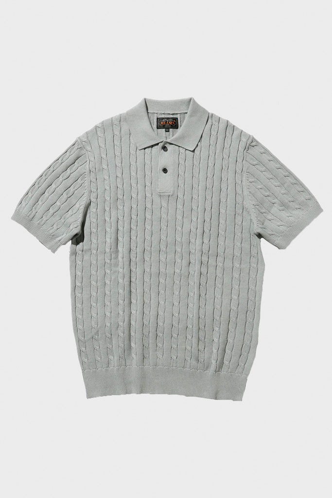 Beams Plus - Knit Polo Cable - Ice Blue - Canoe Club
