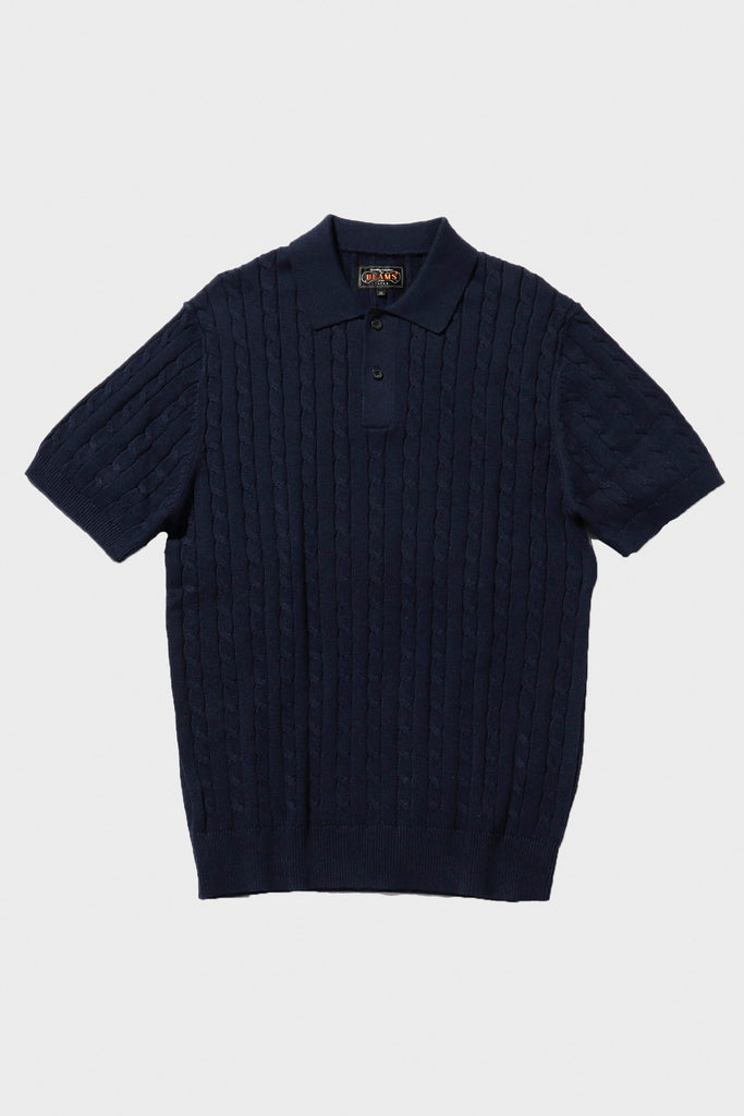 Beams Plus - Knit Polo Cable - Navy - Canoe Club