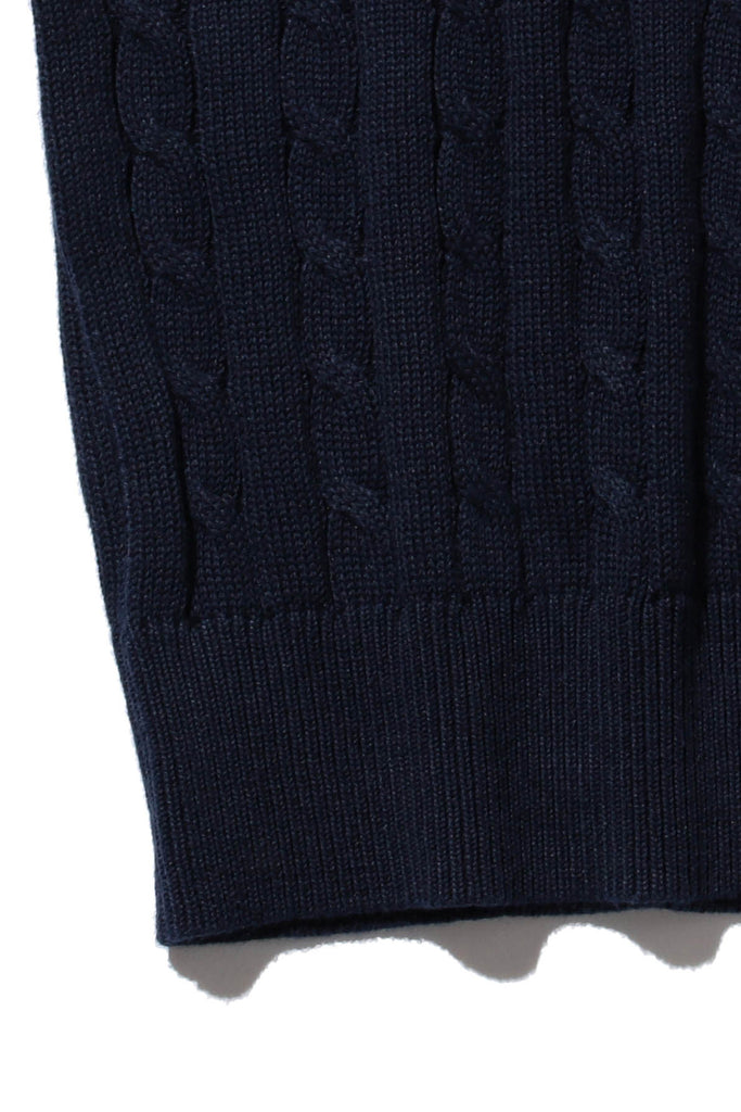 Beams Plus - Knit Polo Cable - Navy - Canoe Club