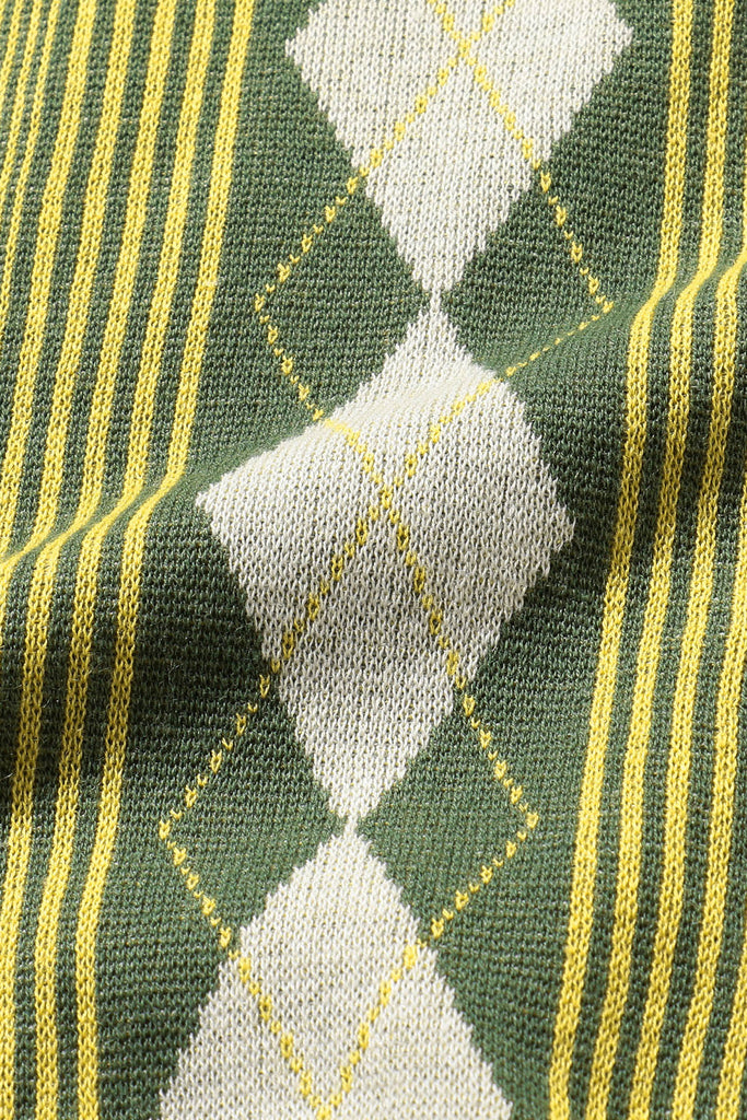 Beams Plus - Zip Knit Polo Stripe - Green - Canoe Club
