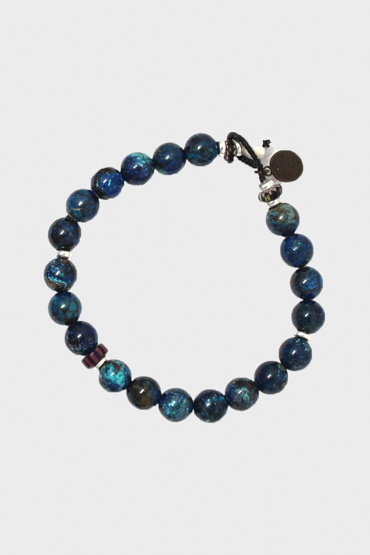 Mikia - Chrysocolla/Glass Bracelet with Puka Shell Button - Canoe Club