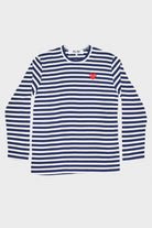 Comme des Garçons PLAY - Red Heart Striped T-Shirt - Navy/White - Canoe Club