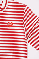 Comme des Garçons PLAY - Red Heart Striped T-Shirt - Red/White - Canoe Club