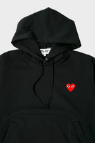 Comme des Garçons PLAY - Red Heart Hooded Sweatshirt- Black - Canoe Club