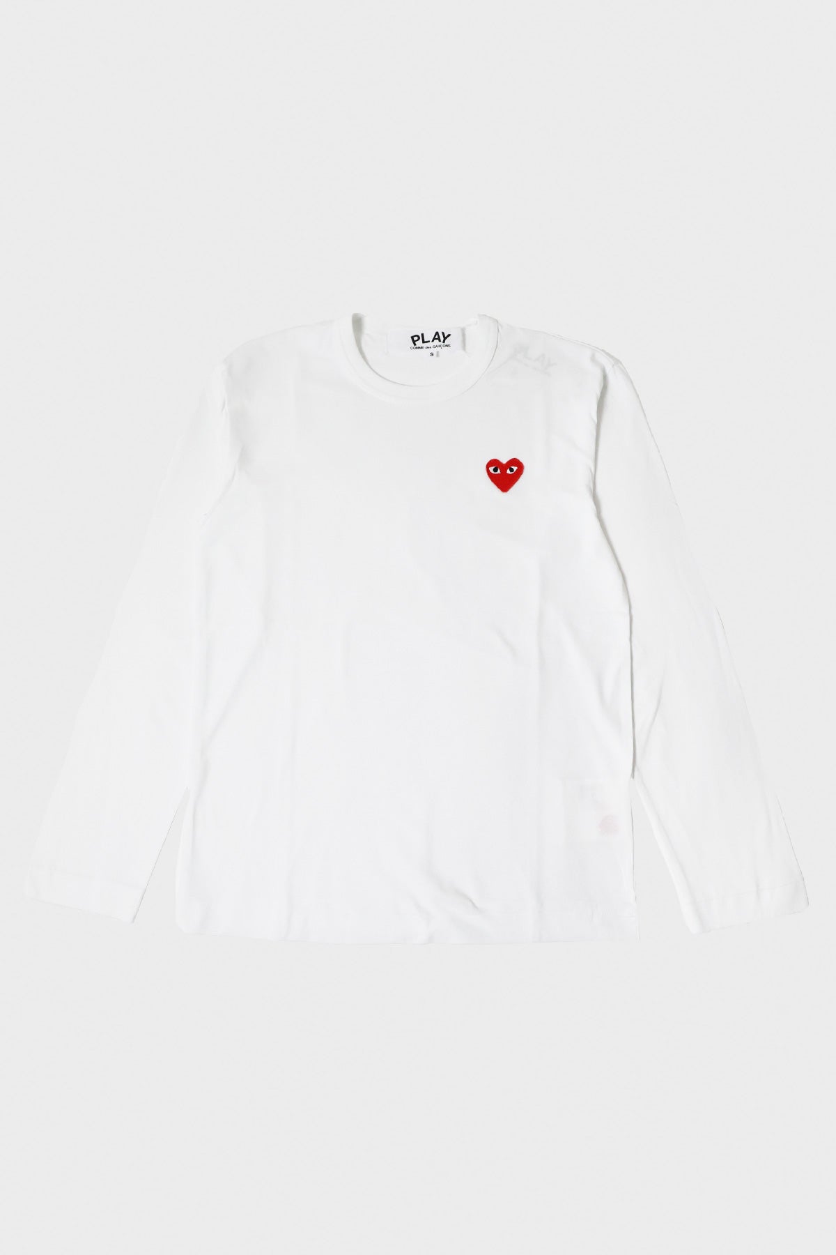 Comme des Garçons PLAY - Red Heart Long Sleeve T-Shirt - White - Canoe Club