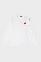 Comme des Garçons PLAY - Red Heart Long Sleeve T-Shirt - White - Canoe Club
