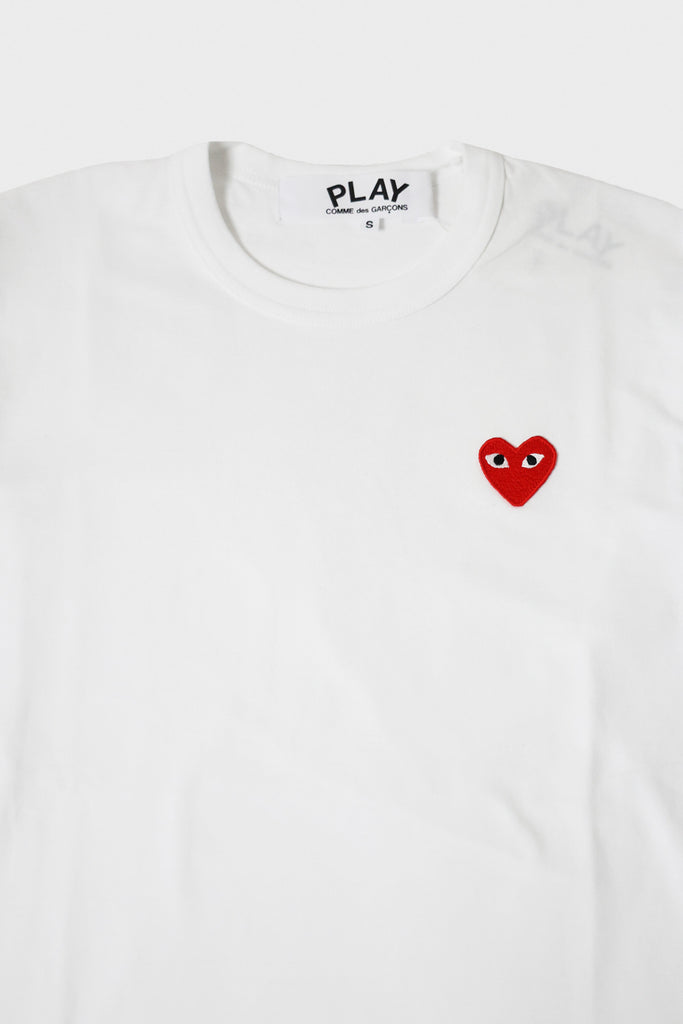 Comme des Garçons PLAY - Red Heart Long Sleeve T-Shirt - White - Canoe Club