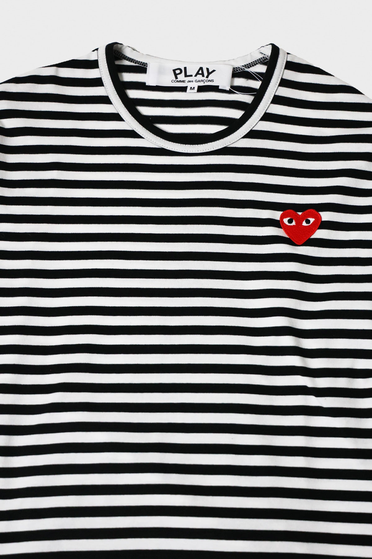 Comme des Garçons PLAY - Red Heart Striped T-Shirt - Black/White - Canoe Club