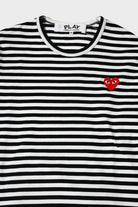 Comme des Garçons PLAY - Red Heart Striped T-Shirt - Black/White - Canoe Club