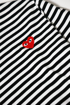 Comme des Garçons PLAY - Red Heart Striped T-Shirt - Black/White - Canoe Club